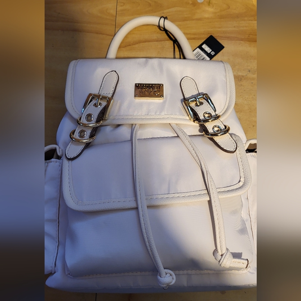 Steve MADDEN Cream Backpack with Gold Accents, 12x 10.